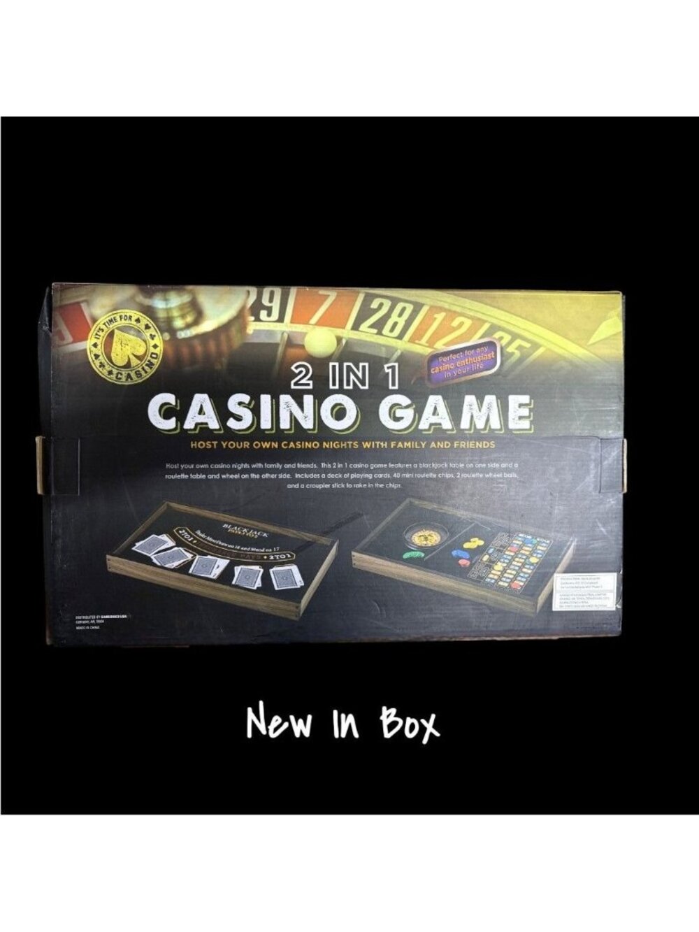 2-in-1 Casino Game Set Blackjack Table Roulette Table for At Home New in Box